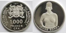 Dahomey. 1.000 Franchi 1971. Ag 999.