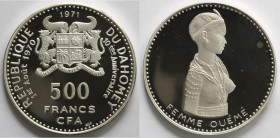 Dahomey. 500 Franchi 1971. Ag 999.