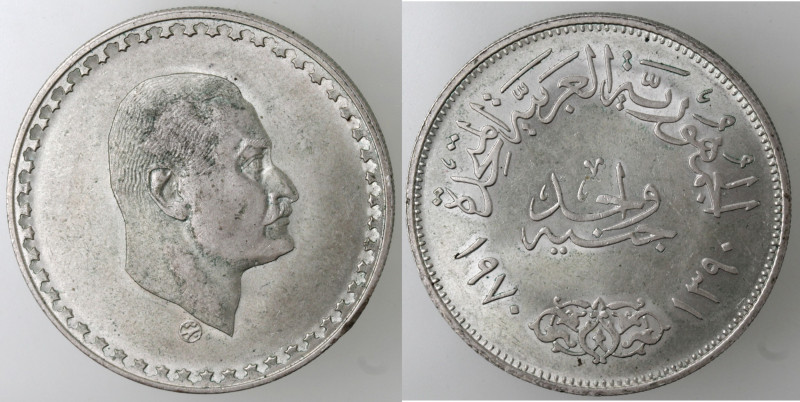 Monete Estere. Egitto. President Nasser. Pound 1970. Ag 720. Km. 425. Peso gr. 2...