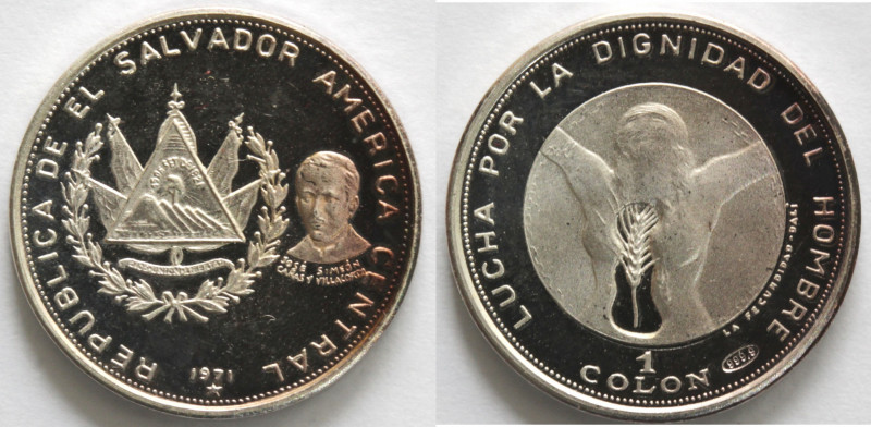 Monete Estere. El Salvador. Colon 1971. Ag 999. Km. 141. Peso gr. 2,30. Diametro...