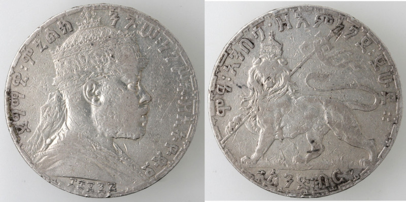 Monete Estere. Etiopia, Menelik II. 1889-1913. Birr 1895. Ag. KM 19. Peso gr. 28...