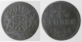 Germania-Cleves. Federico II. 1740-1786. 1/4 di Stuber 1753 C. Ae.
