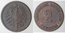 Germania-Prussia. Guglielmo I. 1871-1888. 2 Pfennig 1875 C. Ae.