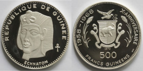 Guinea. 500 Franchi 1970. Akenaton. Ag 999.