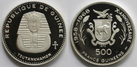 Guinea. 500 Franchi 1970. Tutankhamon. Ag 999.