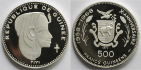 Guinea. 500 Franchi 1970. Tiyi. Ag 999.
