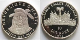 Haiti. Repubblica. 10 Gourdes 1971. Joseph Nez Perce. Ag 999.