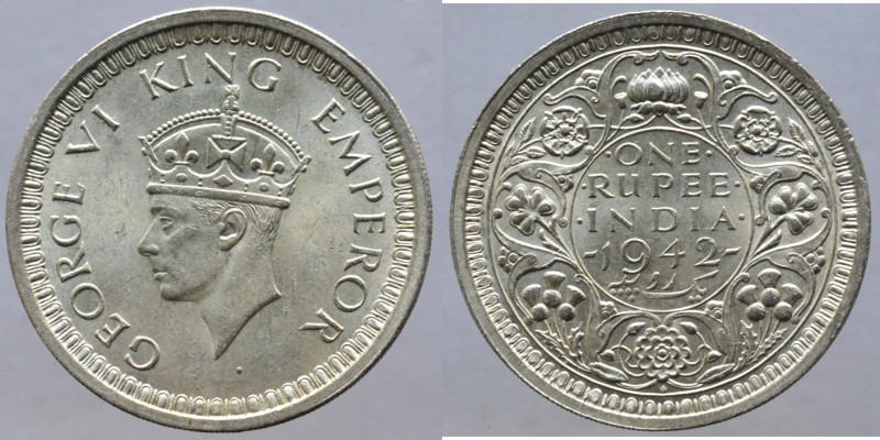 Monete Estere. India. Giorgio VI. 1936-1952. Rupia 1942. Ag. Km. 557.1. Peso gr....