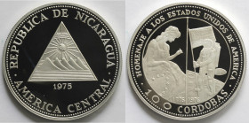 Nicaragua. 100 Cordobas 1975. Ag 925.