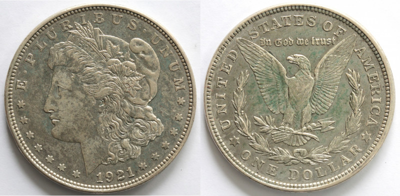 Monete Estere. USA. Dollaro Morgan 1921 D. Ag. KM 110. Peso gr. 26,76. BB+. Incr...