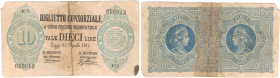 Banconote. Regno D'italia. Biglietto consorziale. Vittorio Emanuele. 30-04-1874. Gig. BC5A. MB. Biglietto rotto e riparato. R.