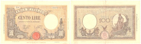 Banconote. Repubblica Sociale Italiana. 100 lire Grande B. (B.I.) Dec.Min. 8 Ottobre 1943.