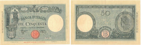 Banconote. Repubblica Sociale Italiana. 50 Lire Grande L. B.I. Dec. Min. 8 Ottobre 1943.