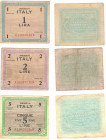 Banconote. Occupazione americana in Italia. Lotto di 3 banconote da 1, 2 e 5 Am Lire.
