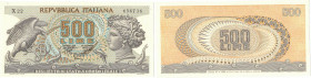 Banconote. Repubblica Italiana. 500 Lire Aretusa. D.M. 23/02/1970.