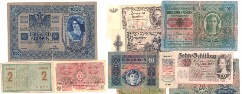 Banconote. Estere. Austria. Lotto di 10 pezzi. Conservazione Medio-bassa. BB. (D...