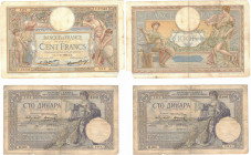 Banconote. Estere. Lotto di 2 banconote. Francia e Yugoslavia. qBB.