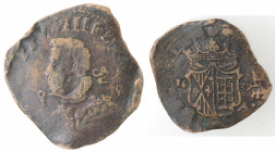 Napoli. Filippo IV. 1621-1665. Grano 1637. Al rovescio stemma curvilineo. Ae. 