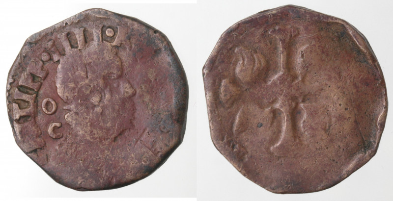 Zecche Italiane. Napoli. Filippo IV. 1621-1665. Tre cavalli (1636) sigle OC. Ae....