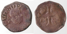 Napoli. Filippo IV. 1621-1665. Tre cavalli (1636) sigle OC. Ae.