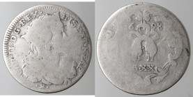 Napoli. Carlo II. 1674-1700. Tarì 1698. Ag.