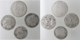 Napoli. Carlo II. 1674-1700. Lotto di 4 monete. Tarì 1684, 1698, 1699 e Carlino 1685. Ag.