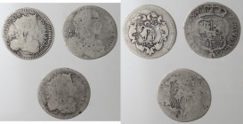 Napoli. Carlo II. 1674-1700. Lotto di 3 monete. Carlino 1690 (NC), 1699 (NC) e 1700 (Raro). Ag.