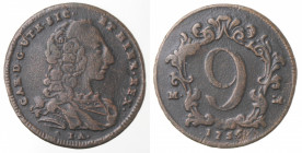 Napoli. Carlo di Borbone. 1734-1759. 9 cavalli 1756. Ae.