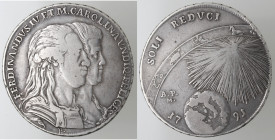Napoli. Ferdinando IV. 1759-1799. Piastra 1791. Soli Reduci. Ag.