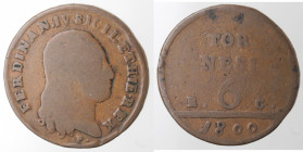 Napoli. Ferdinando IV. 1799-1803. 6 Tornesi 1800 R C. Ae.