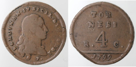 Napoli. Ferdinando IV. 1799-1803. 4 tornesi 1799. Ae.