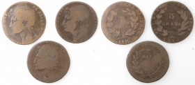 Napoli. Gioacchino Murat. 1808-1815. Lotto di 3 monete. Diversi per segni di punteggiatura. 3 Grana 1810. Ae.