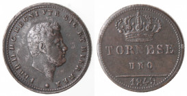 Napoli. Ferdinando II. 1830-1859. Tornese 1849. Ae.