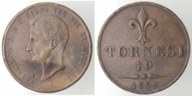 Napoli. Francesco II. 1859-1861. 10 Tornesi 1859. Ae.
