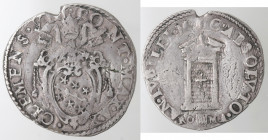 Roma. Clemente VIII. 1592-1605. Testone. Ag.
