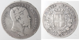 Vittorio Emanuele II. Re Eletto. 1859-1861. 2 lire 1860 Firenze. Ag.