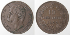 Umberto I. 1878-1900. 10 Centesimi 1894 BI. Ae.