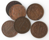 Umberto I. 1878-1900. Lotto di 6 monete. Centesimo 1895 (3 pz.) e 1900 (3 pz.). Ae.