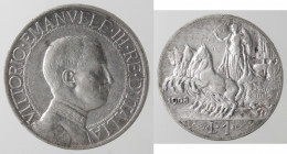 Vittorio Emanuele III. 1900-1943. 1 Lira 1908. Quadriga Veloce. Ag.