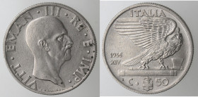 Vittorio Emanuele III. 1900-1943. 50 Centesimi Impero 1936 Anno XIV. Ac.