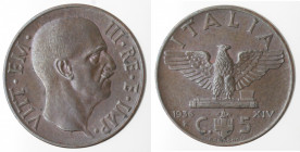 Vittorio Emanuele III. 1900-1943. 5 Centesimi 1936 XIV Impero. Ae.
