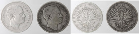 Vittorio Emanuele III. 1900-1943. Lotto di 2 monete. Lira 1901 e 1902 Aquila sabauda. Ag.
