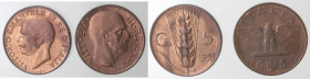 Vittorio Emanuele III. 1900-1943. Lotto di 2 monete. 5 Centesimi 1935 Spiga e 5 Centesimi 1938 Impero. Ae.
