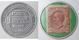 Vittorio Emanuele III. 1900-1943. Gomme Pirelli. Milano. Gettone di Necessità da 10 centesimi. 1919-1923. Al.