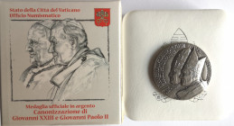 Medaglie. Roma. Francesco. 2013-Regnante. Medaglia 2014 per la canonizzazione di Papa Giovanni XXIII e Papa Giovanni Paolo II. Ag.