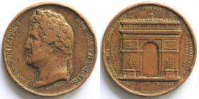 Medaglie. Francia. Luigi Filippo. 1830-1848. Medaglia per il completamento dell'Arco di Trionfo. Ae.
