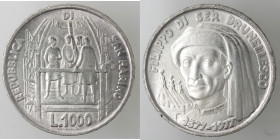 San Marino. 1000 lire 1977. VI anniversario nascita F. Brunelleschi. Ag.