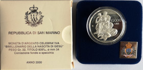 San Marino. 10.000 Lire 2000. Bimillenario nascita di Gesu'. Ag.