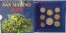 San Marino. Serie divisionale annuale 2001. 1700 Repubblica di San Marino. Con 5000 lire in Ag.