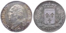 Francia - Luigi XVIII (1814-1824) 5 Franchi 1824 K (Zecca di Bordeaux) - KM 711 - Ag - SLAB PCGS MS63 - 

MS63

 Shipping only in Italy
